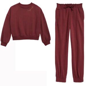 love, Fire (Nordstrom brand) Kids' Burgundy Sweatshirt and Smocked Joggers